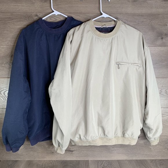 Roundtree Yorke Travel Pullover Mens L Light Zip Shoulder 1 Blue 1 Tan Lot of 2 - Picture 2 of 16